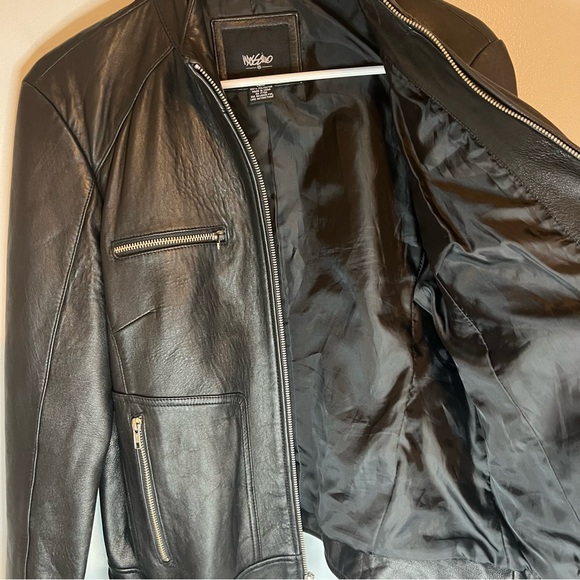 Mossimo Womens Black 100% Leather Moto Jacket Zippers Sz L Soft Biker Motorcycle - Picture 14 of 16
